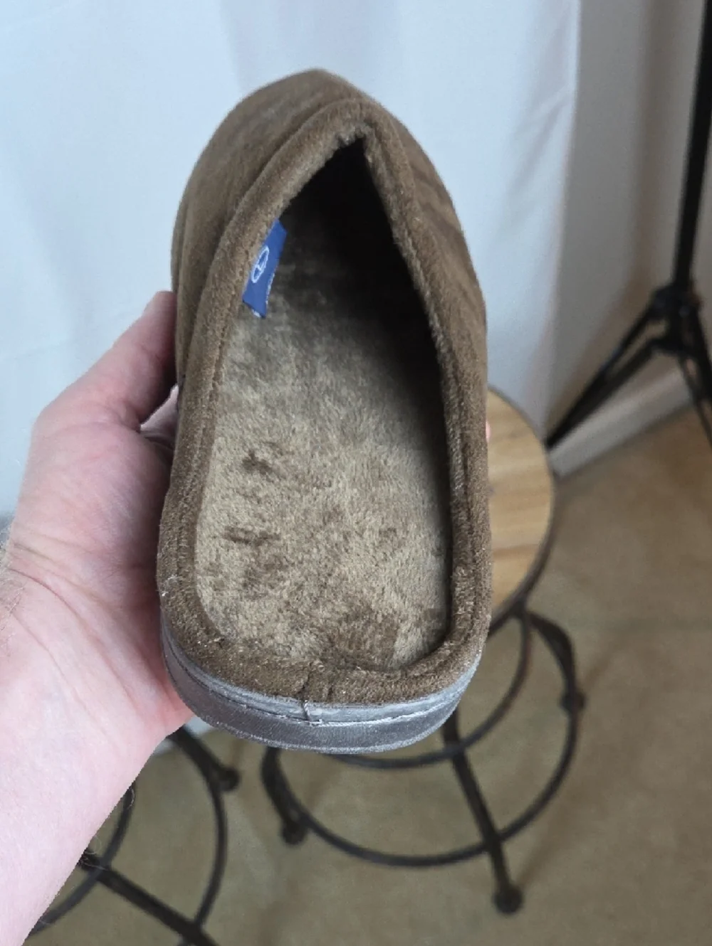 Stafford Men's Brown Suede-Look Slip-On Slippers